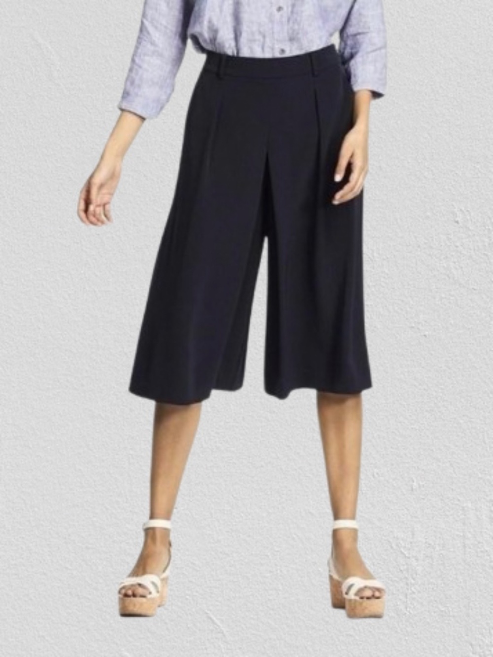 NEW Uniqlo Drape Gaucho Wide Leg Cropped Pants Black S